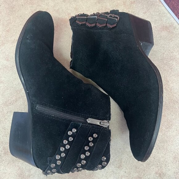 Sam Edelman Penrose Black Suede Studded Ankle Booties - Picture 8 of 15